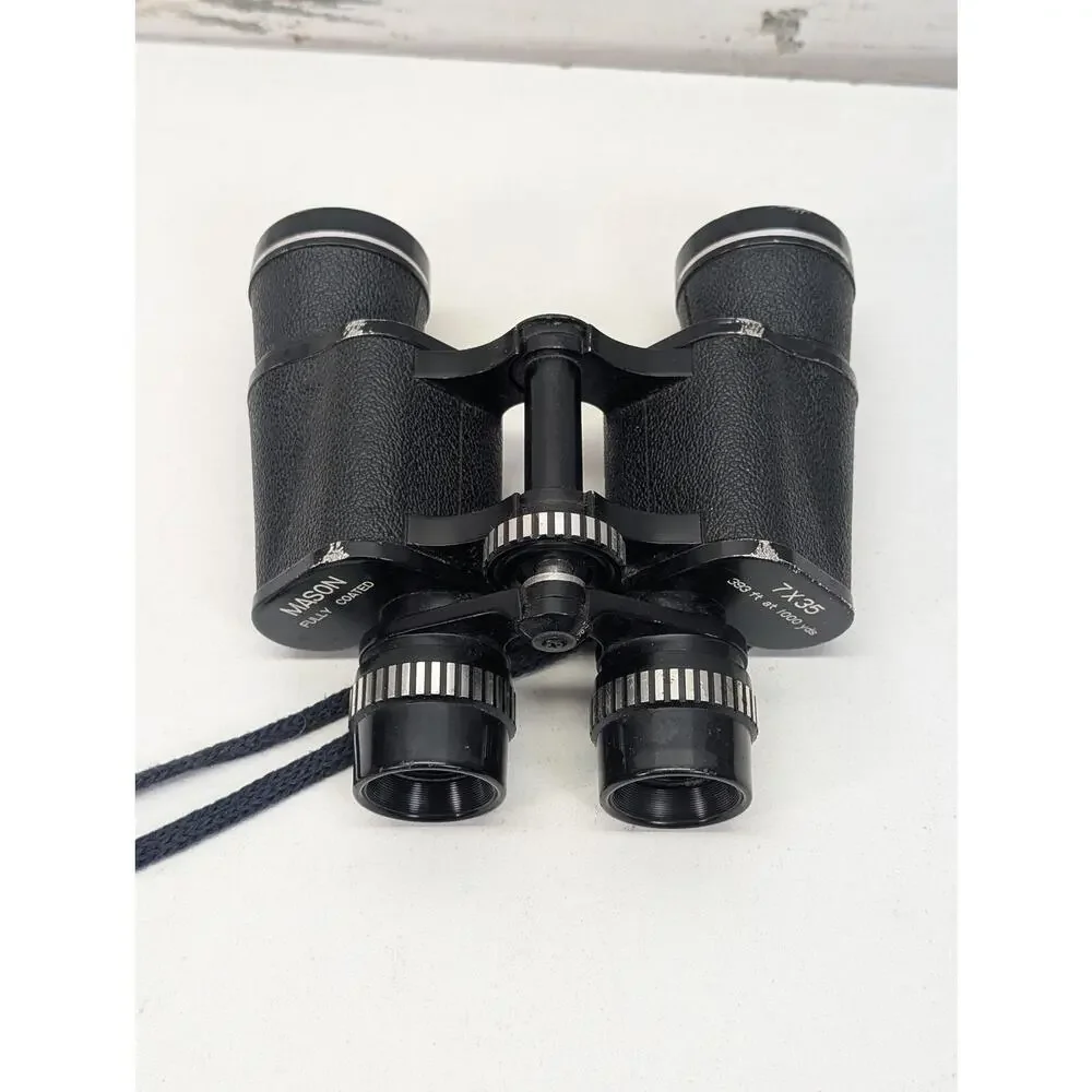 Vintage Mason 7x35 Binoculars Fully Coated Optics Black 393ft at 1000yds‎ Strap